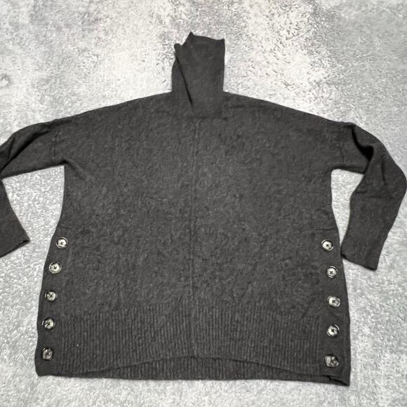 Max Studio 100% 2-Ply Cashmere Sweatee Womens Small Gray Buttons - Picture 1 of 6